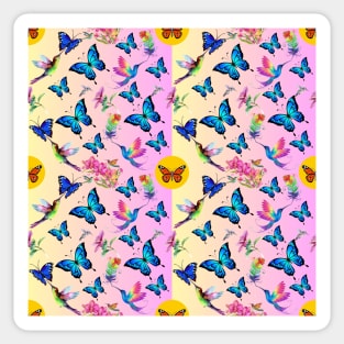 Butterflies hummingbirds and flowers Sticker